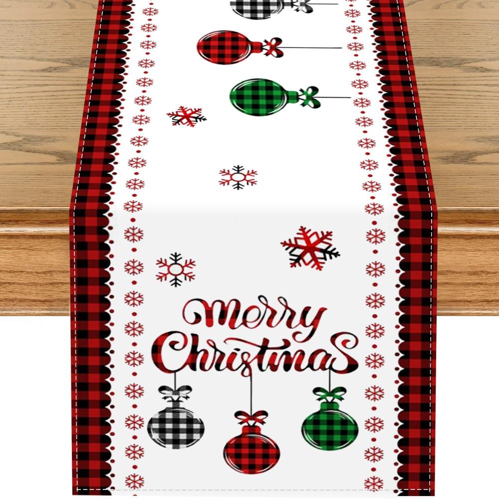Christmas Snowman Table Runner Linen Home Dining Room Decor Festive Holiday Tablecloth for Living Room