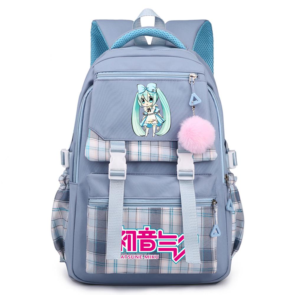Cartoon Anime Hatsune Miku Printed Large Capacity Backpack for Teenger Student Bookbag Girl Boy Schoolbag Bookbag Women Waterproof Travel Bag