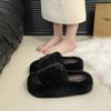 Thick Bottom Heightening Fluffy Slippers Women's Outer Wear 2025 New Autumn and Winter Popular Cotton Tows Cute Cotton Slippers