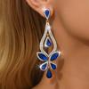 Long Colorful Crystal Bridal Wedding Water Drops Earrings for Women Prom Pageant Vintage Rhinestone Statement Earring
