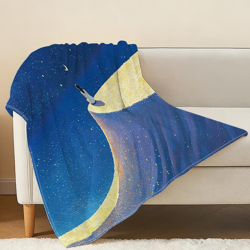 Lightweight Flannel Throw Blanket, Starry Sky Design, Soft Warm Cozy, Ideal for Home Couch Nap, Car, Halloween & Christmas, Versatile Home Use