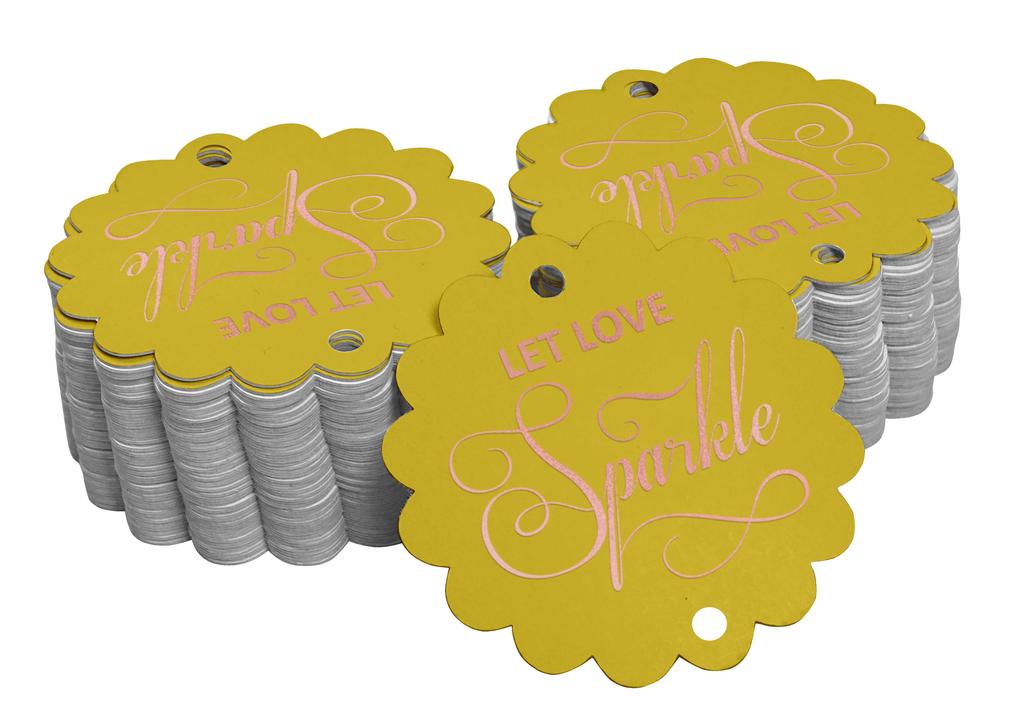Inkdotpot 100 Pack Let Love Sparkle Wedding Favor Paper Tags Craft Real Gold Foil Hang