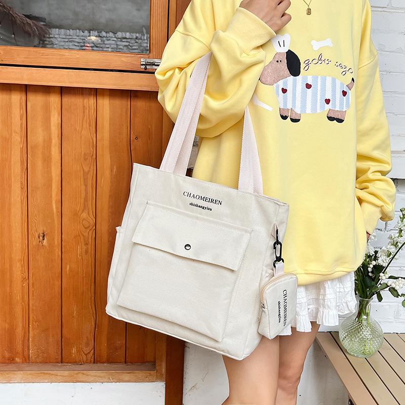 Large-capacity Versatile Bag Women's 2025 New Shoulder Canvas Portable Popular Texture Class Commuter Tote Bag Soft