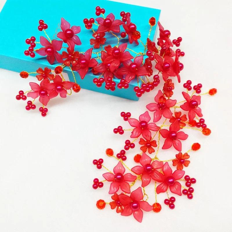 Hair Jewelry Tiara Beautiful Bride Headdress Imitation Pearl Flower Wedding Bridal  Accessories for Women