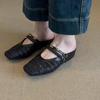 Cowhide version~ New retro French inner height increase woven hollow bag head half slippers Muller cool slippers women