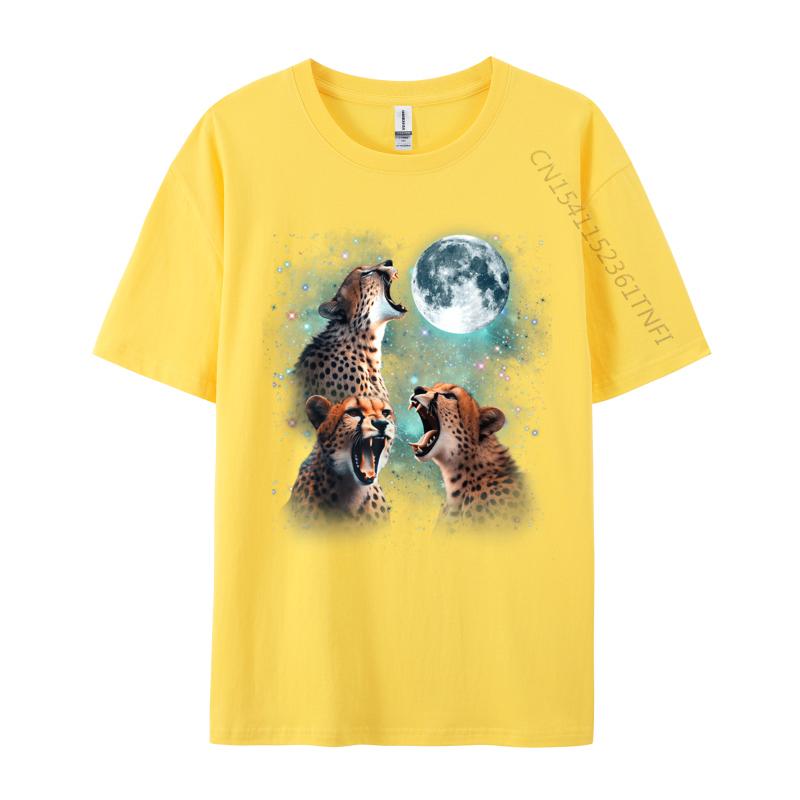 Unisex Tshirts 3 Cheetah Moon Howling Cheetah Head Funny For Fashion Leisure Tops Shirt Cotton Fabric Tshirts Design Tee Shirt