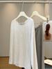 Women's Crew Neck Long Sleeve T-Shirt Loose Fit Korean Leisure Cover Up Top Solid Color Back Twist Knotted Sun Protection Blouse