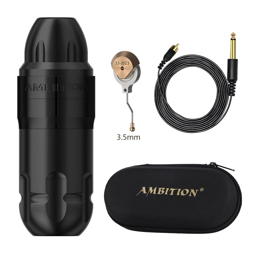 

Ambition Shura Stroke 3.5-4.0mm 2610 Coreless Motor Double Bearing Tattoo Machine Direct Drive RCA Interface Rotary Tattoo Pen чёрный