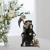 Evil Grim Reaper Statue Reaper On Bone Throne Statue With Scythe For Halloween Spooky Gothic Decoration Sculptures Fantasy Decor
