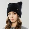 Autumn and Winter New Plush Knitted Cat Ear Decorative Rabbit Fur Hat Warm Cute Ladies Casual Hat