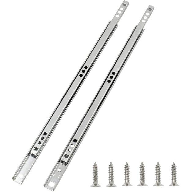Metal 12 Inch Drawer Slides, Ball Bearing Two Way Slide Track Rail 0.7 Inch Wide 1 Pair