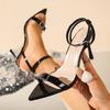Neue Sommer Sandalen mit einem Riemen und quadratischer Schnalle für Damen, spitz zulaufende Stilettos, vielseitige sexy Nischen-High Heels