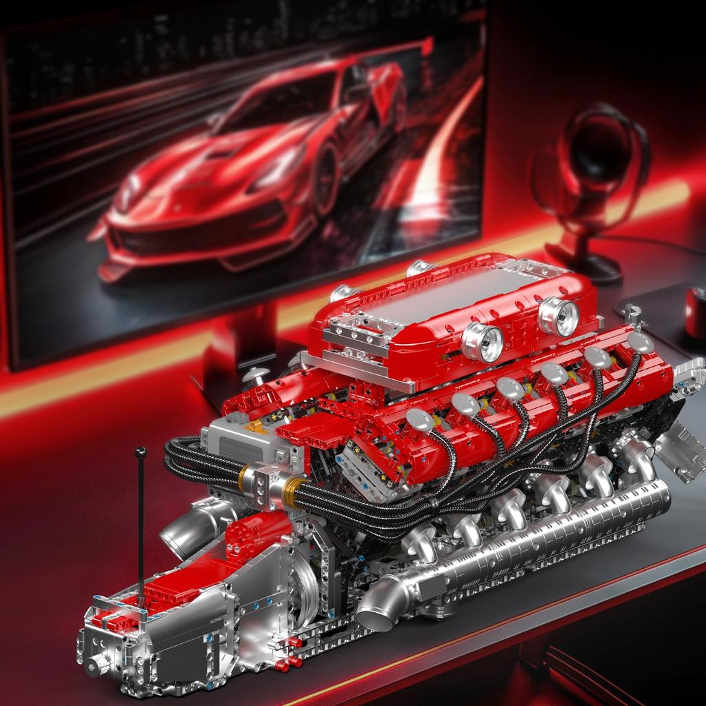 Mold King 10169 Technology V 12 Automobile Engine Blocks Toys, 3472 Engine Blocks Blocks Blocks Kits Presents, Automobile Engine Structure Technology