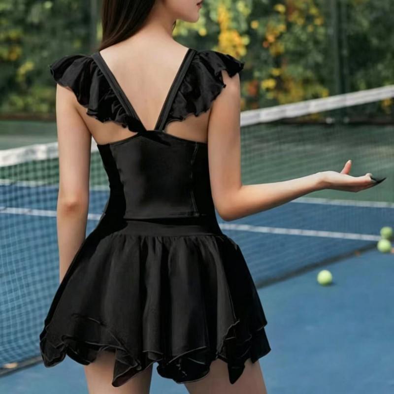Womens Tennis Outfit Set Lightweight Sportswear Yoga Skirt Top 2-Piece Athletic Ensemble Golf Running Fitness
