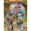 Hochelastische Fitness-Laufleggings für Sport und Yoga, Damen High-Waist Basisschicht-Leggings mit Cartoon-Alphabet-Graffiti