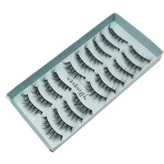 10 pairs of 3D multi-layered false eyelashes, naturally thick and curled белый