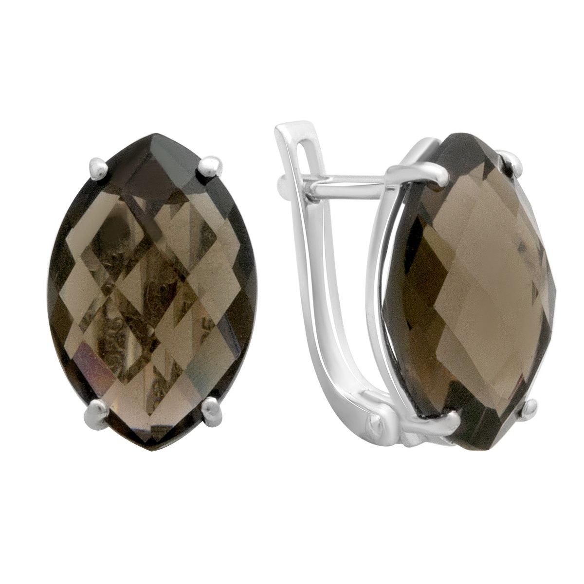 

Срібні сережки з натуральним раухтопазом (димчастим кварцом) 9.628ct (2177869) смокі топазу кольору