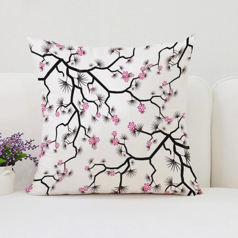 Japanische Kirschblüte Wohndekor Dekorative Kissenbezüge für Wohnzimmerkissen Ästhetische Raumdekoration Kissenbezug 45*45