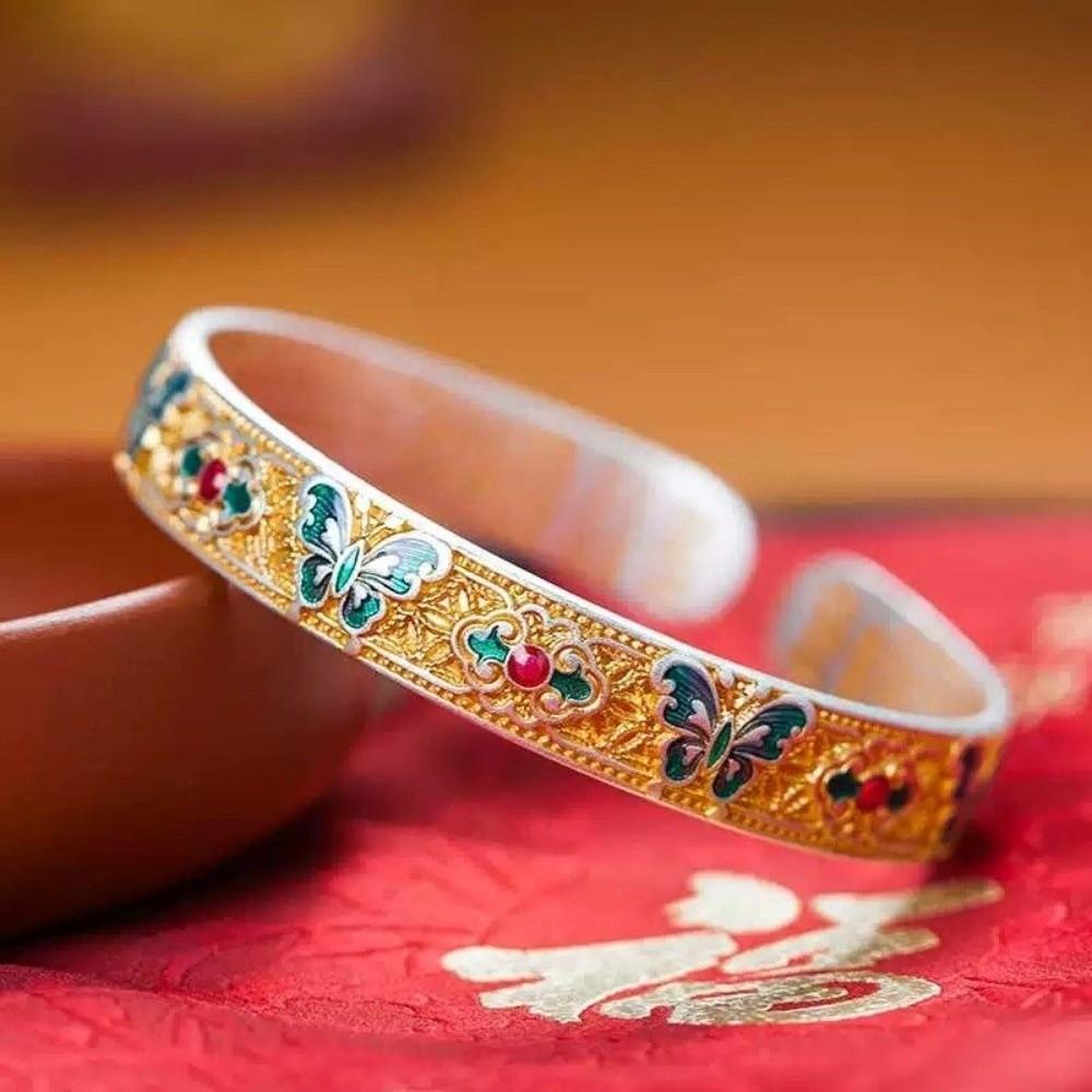 Classic Women's Hand Bracelet Traditional Chinese Cloisonne Bracelet Enamel Bracelet Jewelry