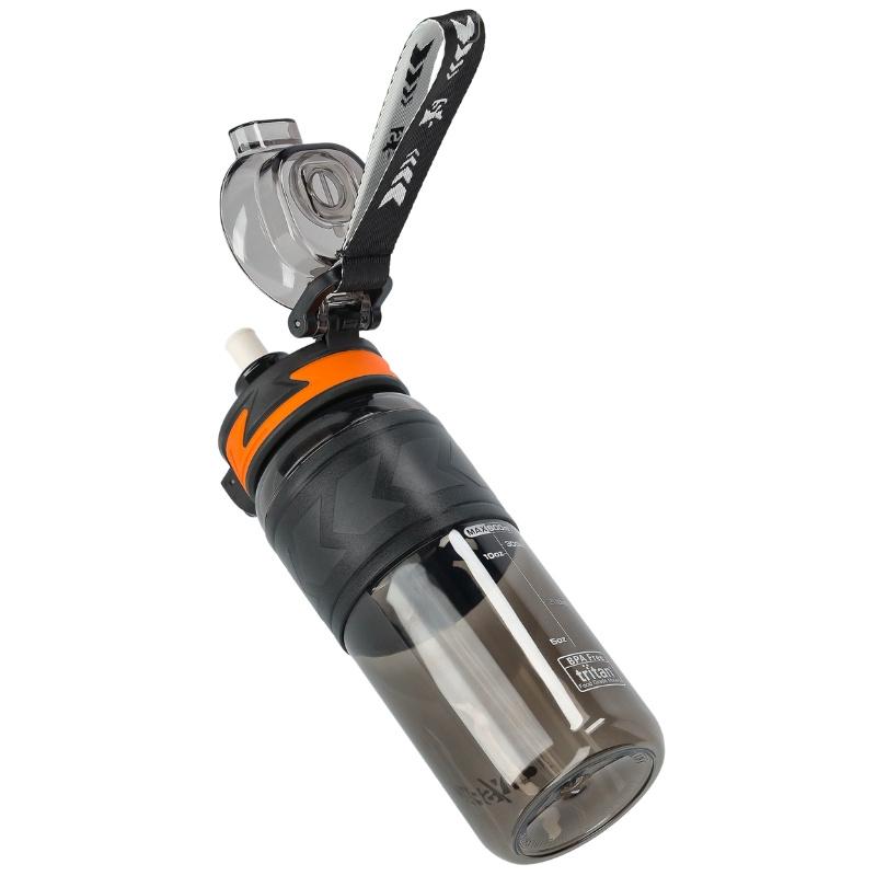 Tritan water bottle 600ml with measuring cup - black
