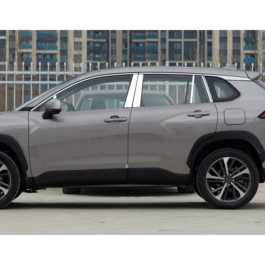 RUIQ Toyota Corolla Cross Extérieur Acier Inoxydable Ensemble Complet Garniture Cadre de Fenêtre Montant Conçu Exclusif pour la Toyota Corolla Cross