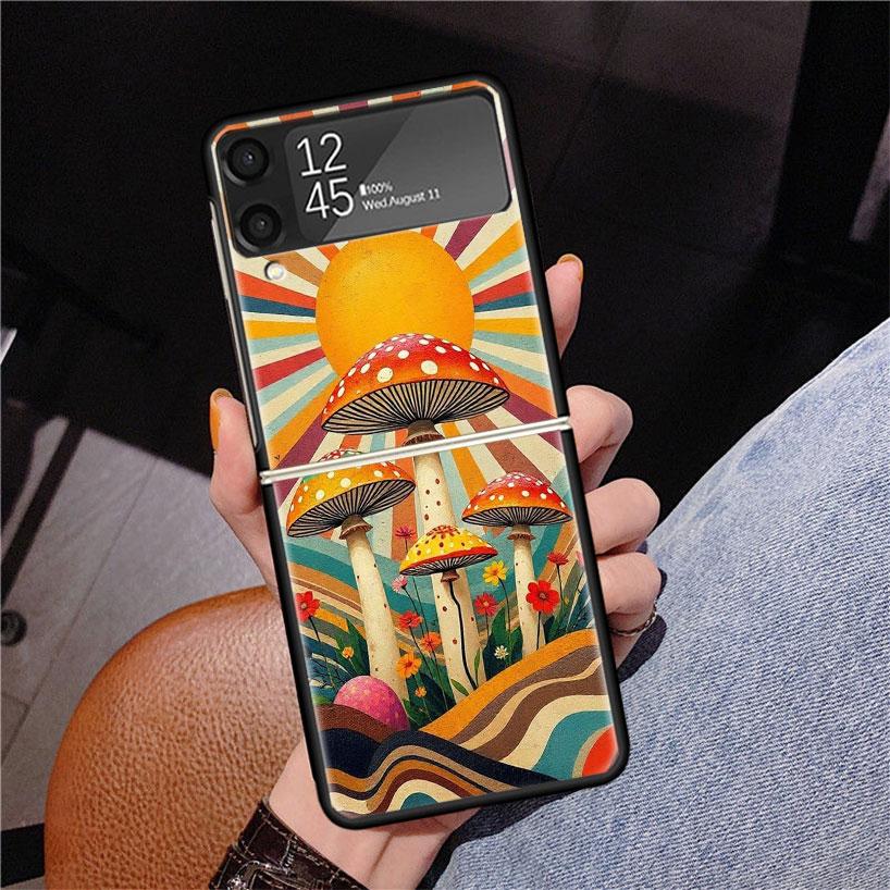

Boho Hippy Mushroom Sunrise Phone Case For Samsung Z Flip 7 6 5 4 3 Galaxy ZFlip7 ZFlip6 ZFlip5 ZFlip4 ZFlip3 5G Print Cover Samsung Z Flip 6
