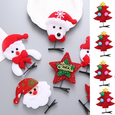 Kids Safe Spring Hair Clip 20 Pieces Christmas Tree Snowflake Nonwoven Clip