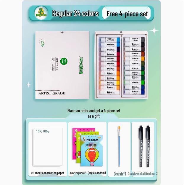 Dankelin Wasserfarb-Buntstift-Set: 12 Farben, Solide, Drehende Stifte für Kinder-Bastelbedarf mit Professionellem Pinsel