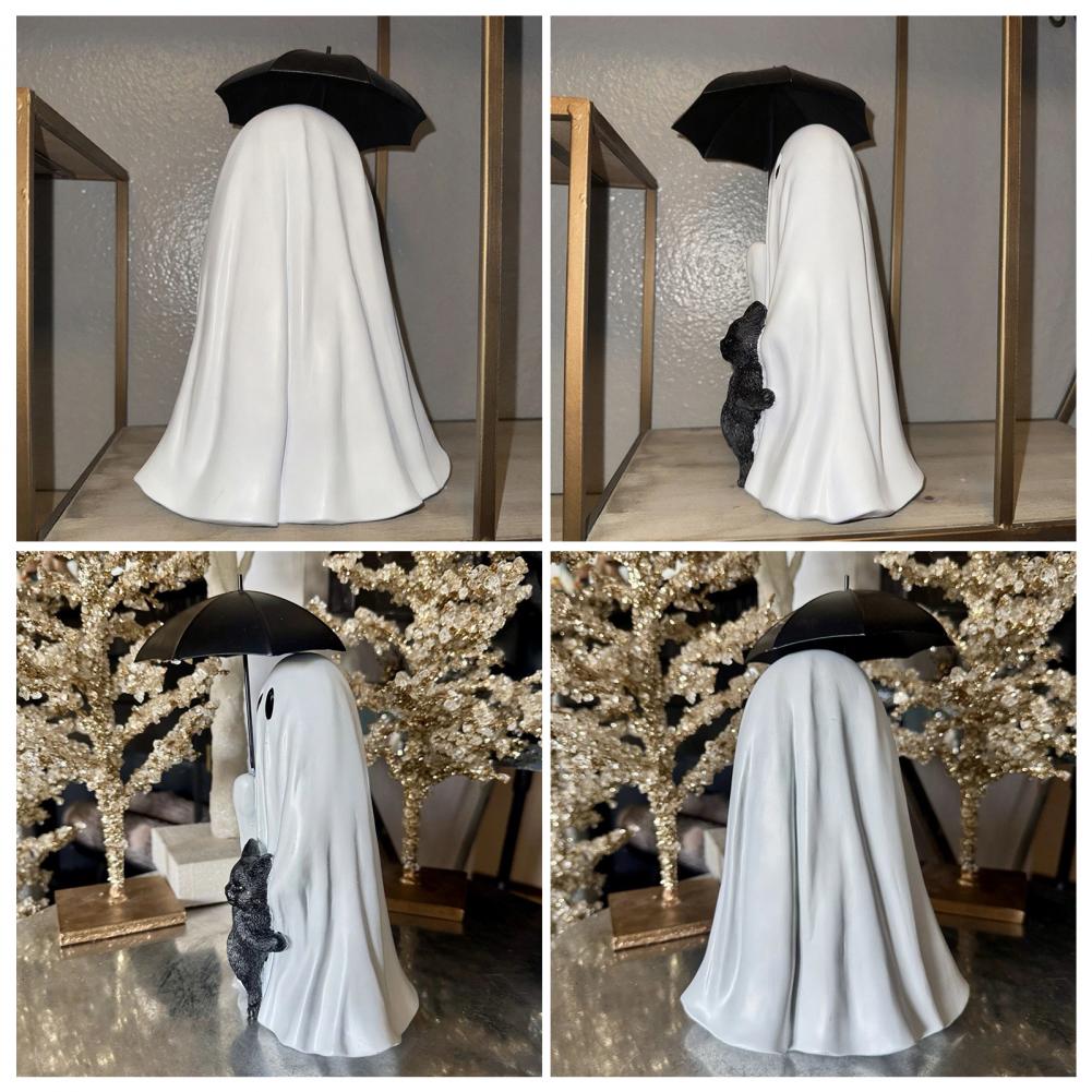 Cute Halloween Ghost Resin Figurine Mini Statue Spooky Adorable Shape Decor for Halloween Ghost Decor