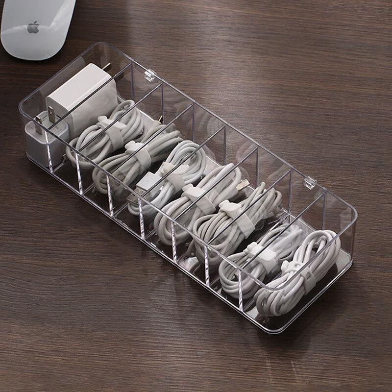 Lubangxiong Large Transparent Divided Cable Storage Box Set