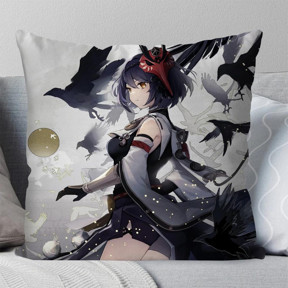 Kujo Sara Animation G-Genshin I-Impact Pillow Case Square Pillow Bedroom Sofa Leisure Comfort Living Room Home Decoration 40X40