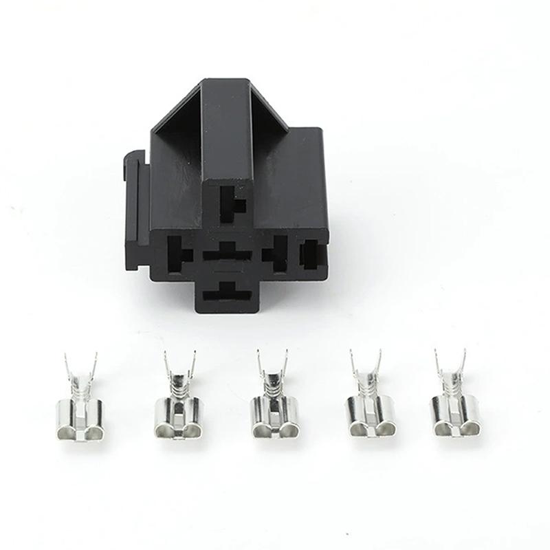 Auto 5-Pin Relay Holder Socket, Vehicle Circuit Electrical Connector Wiring Terminal Accessories