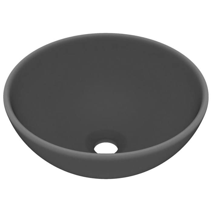 VidaXL Lavabo Rond de Luxe de Salle de Bain Vasque à Poser de Toilette Lave-mains Salle Cosmétique Intérieur Gris Foncé Mat 146972
