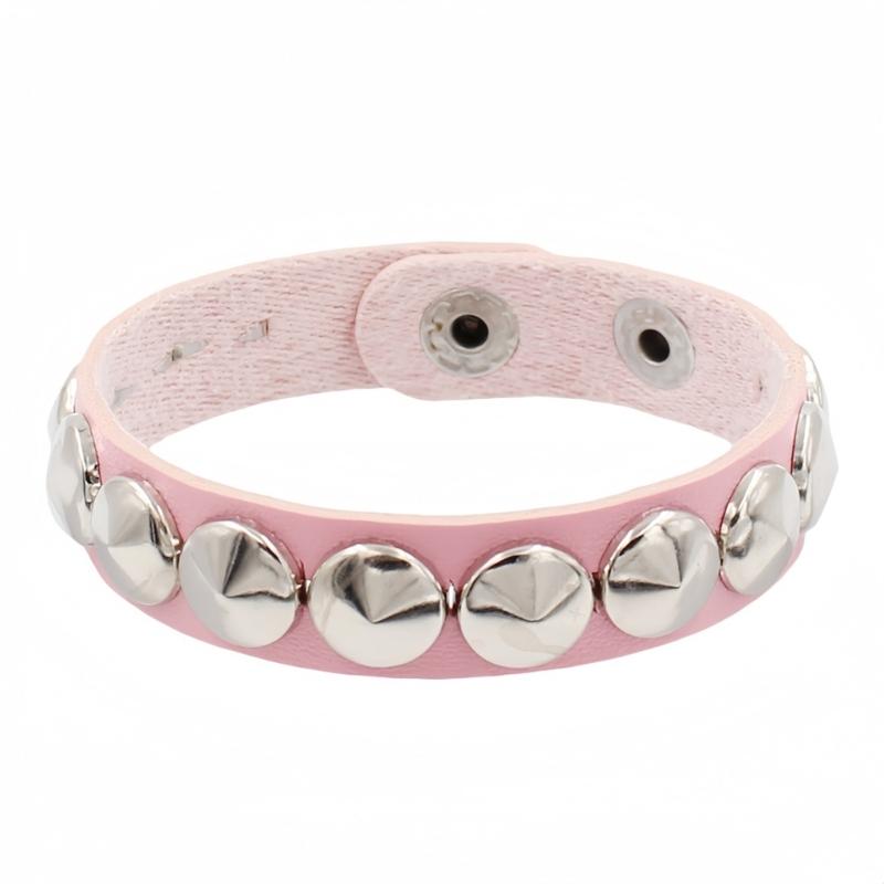 Modern Unisex Spiked Wrist Bangle Bracelet Featuring PU Leather And Stylish Metallic Detail For Everyday Wear