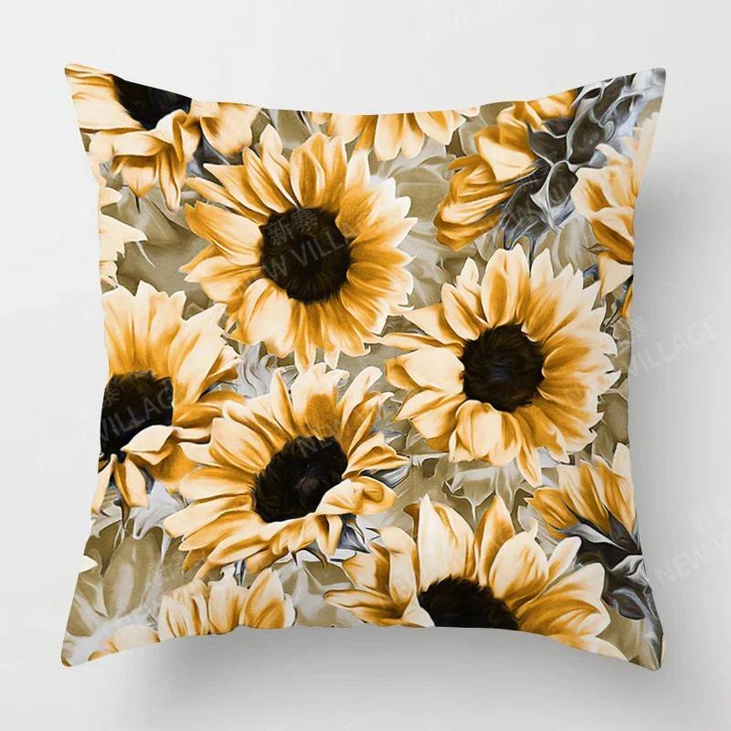 Nordic Fall Home Decor Autumn Throw Pillow Case Sofa Cushion Cover Modern  Plant Green Leaf