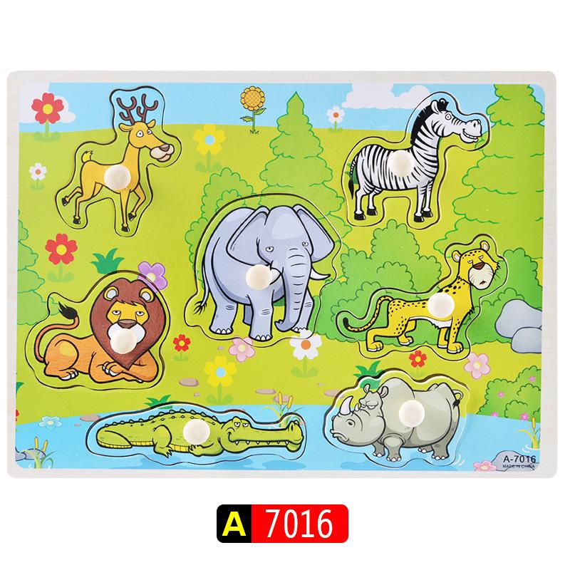 Wooden 3D Educational Grasping Board & Puzzle for Children: Animal & Fruit Theme Cognitive Toy