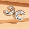 Metallic Color Acrylic Chunky C-shape Hoop Earrings for Women New Irregular Geometric Huggies Earring Glossy Jewelry