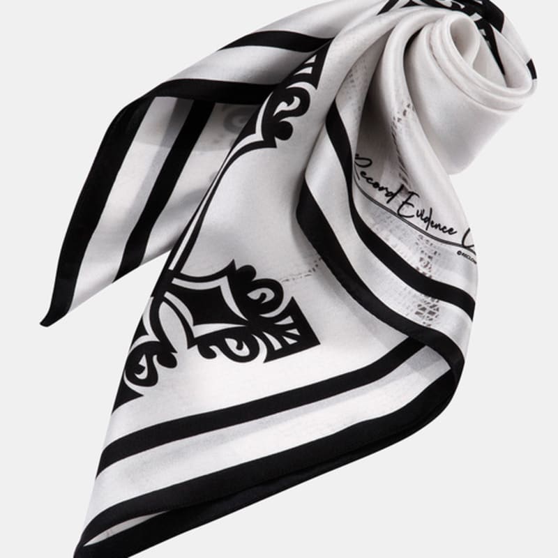 RECLOW CROSS SILK SCARF WHITE