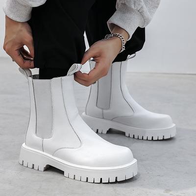 Designer italiano moda uomo punk discoteca vestito stivaletti chelsea scarpe bianche nere cowboy bello stivale con plateau alto stivali