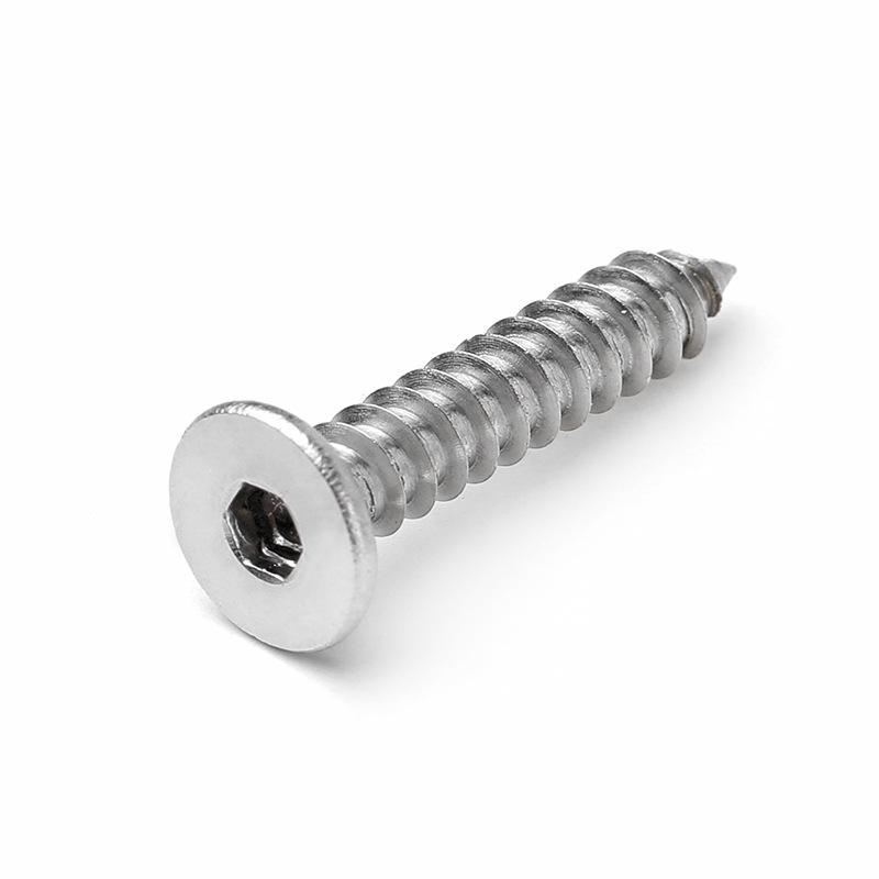304 Stainless Steel Hex Flat Head Self-Tapping Screw (Thin Head) - Sizes M2, M3, M4, M5, M6, M8