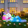 Coniglio di Pasqua Gonfiabile Gigante da 6,5 piedi con Luci LED Decorazione da Esterno - Coniglio Gonfiabile con Uovo di Pasqua e Fiori