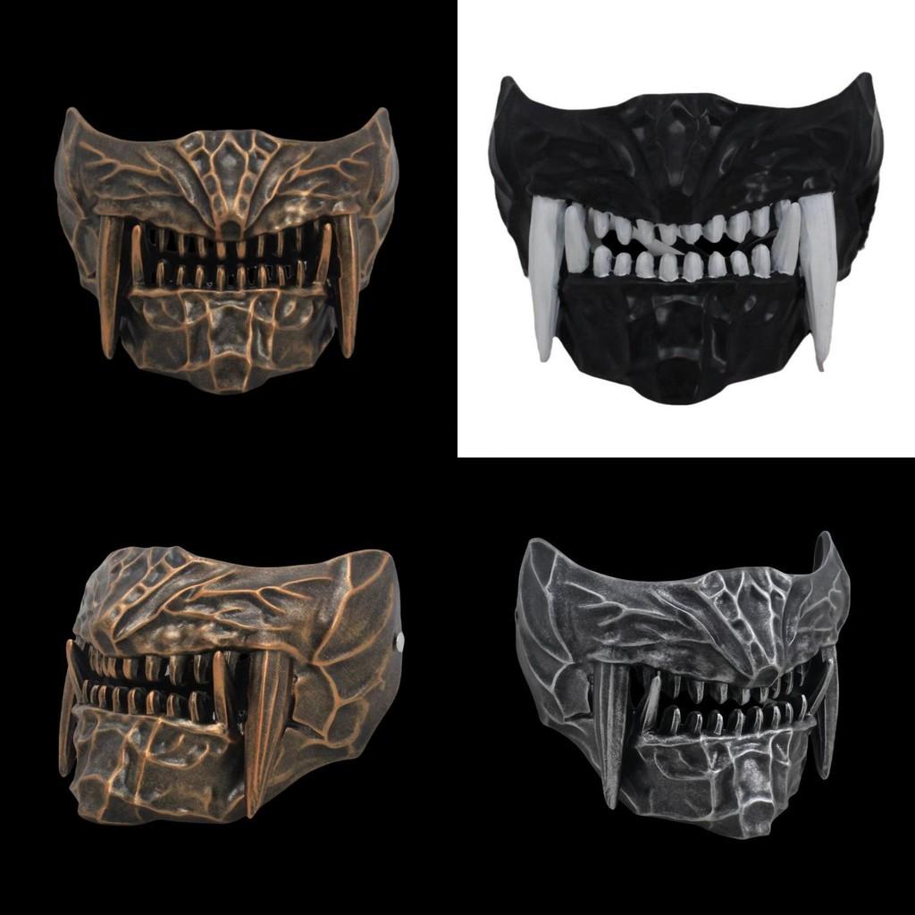 Party Resin Prajna Mask With Long Tooth Design For Halloween And Holiday Events