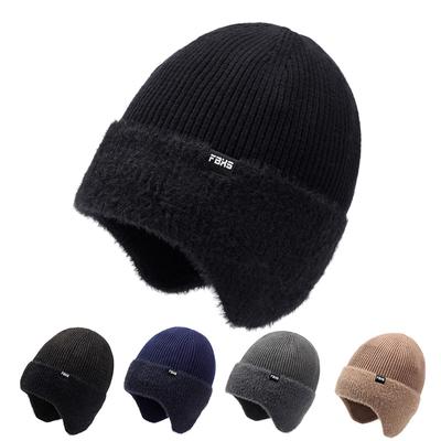 Knitted Hat Men's Winter Cashmere Warm Hat Thick Wool Hat Riding Ear Protection Hat