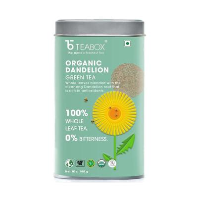 Tè verde al tarassaco (100 grammi), Tè verde biologico al tarassaco, scatola da tè