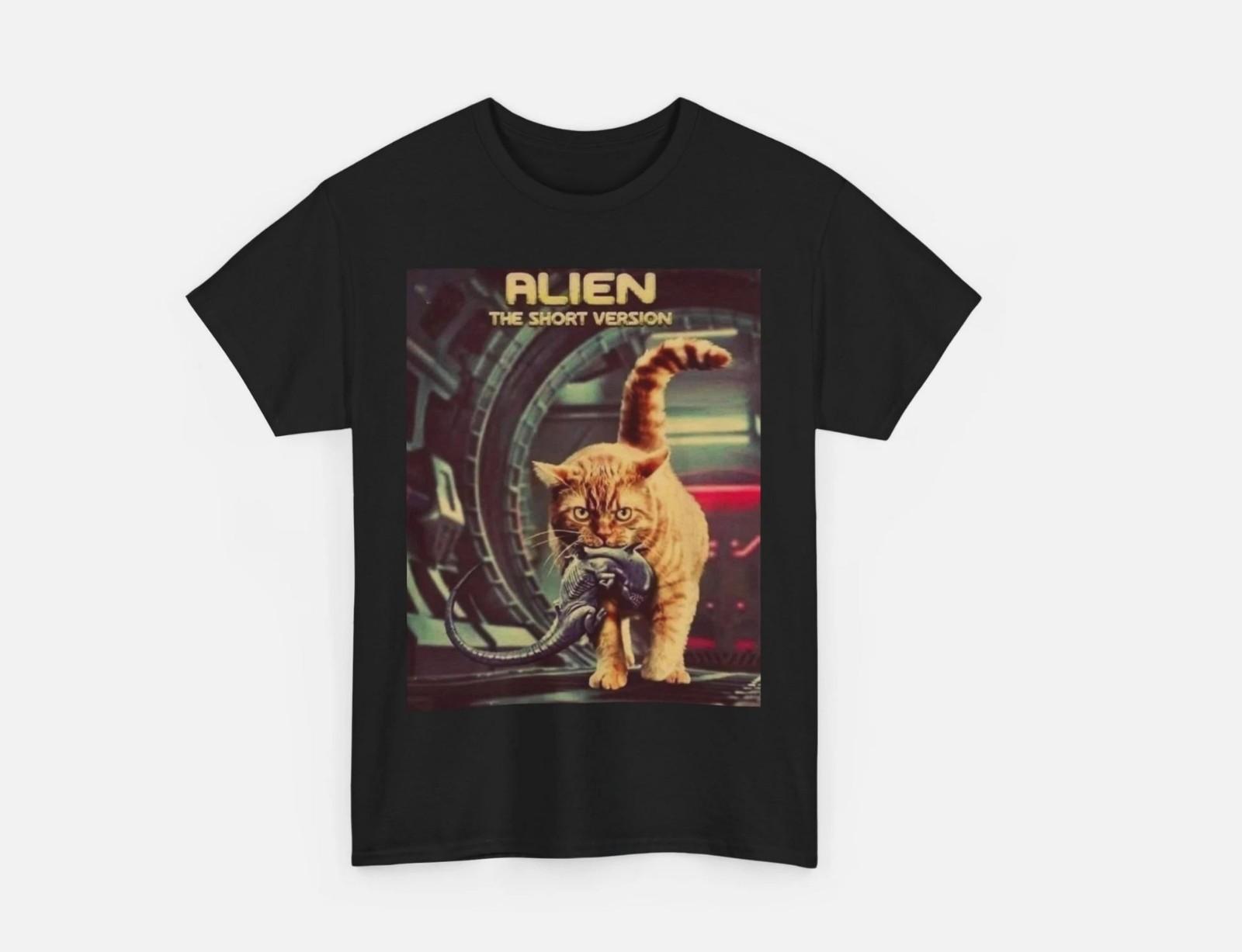 Alien Cat Heavy Cotton Tee Sci-Fi Movie Lover Gift Funny Alien Cat Shirt Unisex T-Shirt XXXL