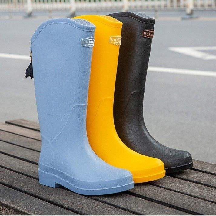 Fashion rain shoes women rain boots boots autumn and winter long tube rain shoes round head kitchen waterproof and non-slip ins wind