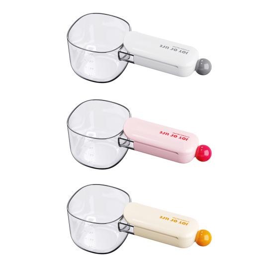 Pet Food Measuring Spoon with Scale Bag Sealing Clip Multi-functional Rice