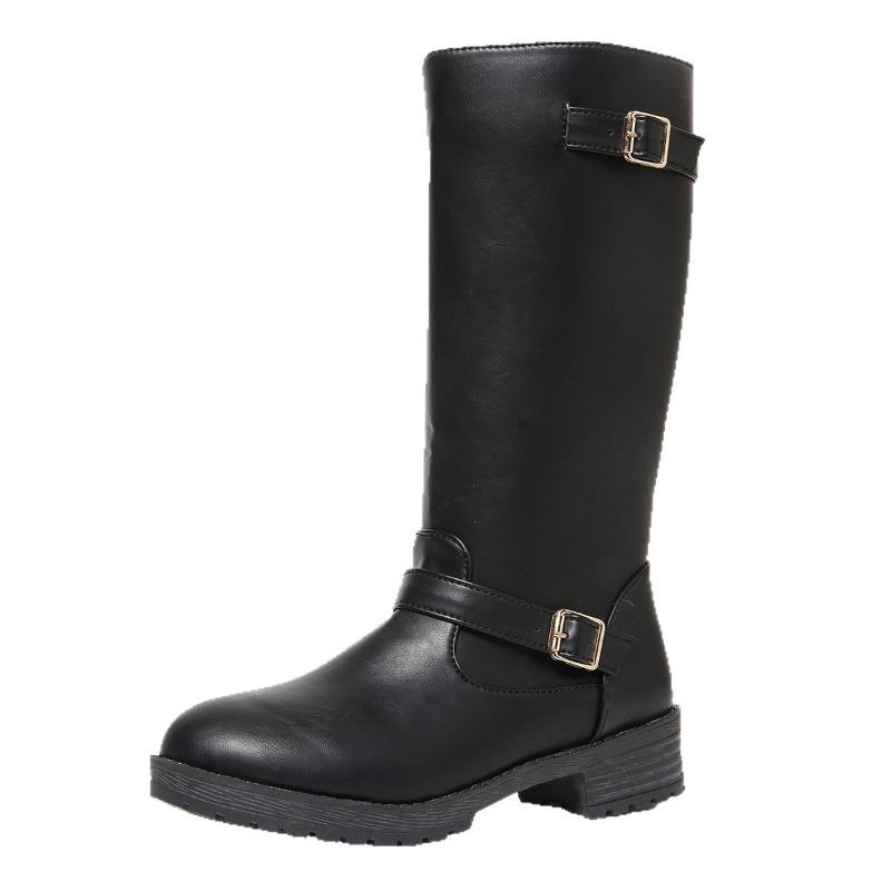 Belt Buckle Slimming Knight Boots 2025 Winter New Plus-size High Boots for Women