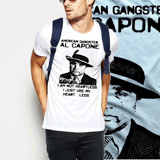 

Gangster t-shirt Al Capone Hitman Mob Street Hustle mobster mafioso white tee 4XL