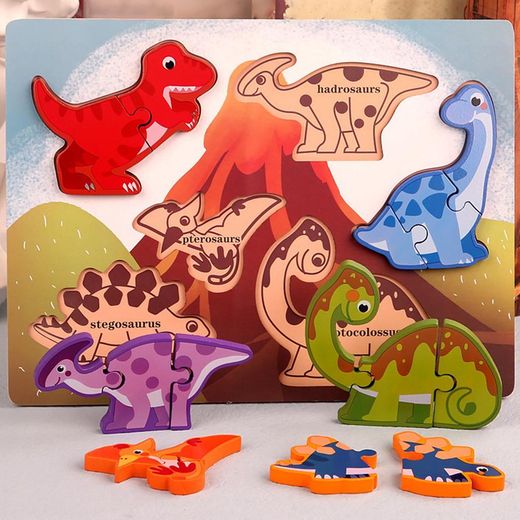 Wooden Puzzle Educational Cognitive Animal Jigsaw Board for Children Toddler